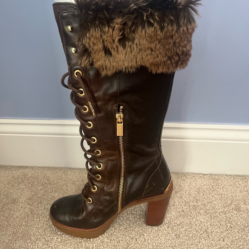 NWOT Michael Kors Brown Fur-Lined Women's Boots - Size 5